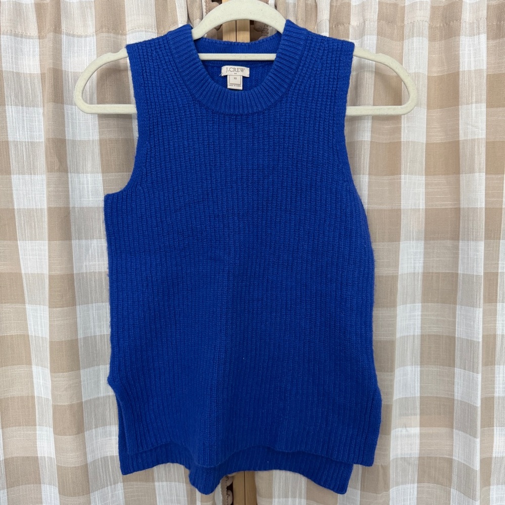 J. Crew Blue Sleeveless Cable Knit Sweater Tunic Top